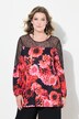 Bluse, A-form, blomstermønster, net-indsatser