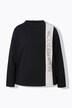 Sweat-shirt à manches longues et col montant, rayures fantaisie