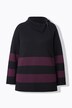 Pull à col roulé et manches longues, larges rayures et fermeture à glissière