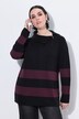 Pull à col roulé et manches longues, larges rayures et fermeture à glissière