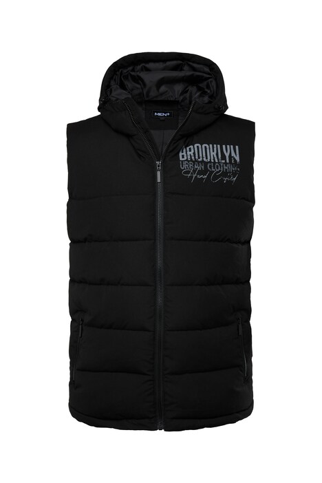 Prošívaná vesta Men+, kapuce, potisk na hrudi, do 8XL