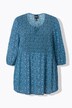 Smockbluse, blomsterprint, A-linje, rund hals, 3/4-ærmer