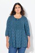 Smockbluse, blomsterprint, A-linje, rund hals, 3/4-ærmer