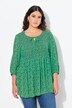 Smockbluse, blomsterprint, A-linje, rund hals, 3/4-ærmer