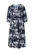 Midi šaty, A střih, grafický potisk, široké krátké rukávy