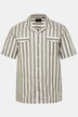 JP 1880 hørmix stribet skjorte, korte ærmer, Cuba krave, moderne pasform, op til 8 XL
