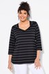 Tričko, pruhy, Classic, výstřih do V, 3/4 rukávy