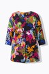Camiseta Slinky, línea A, pliegues decorativos, cuello de pico, manga 3/4
