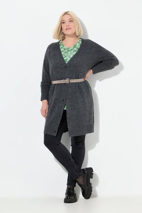 Vest, boxy-model, V-hals, knoopsluiting