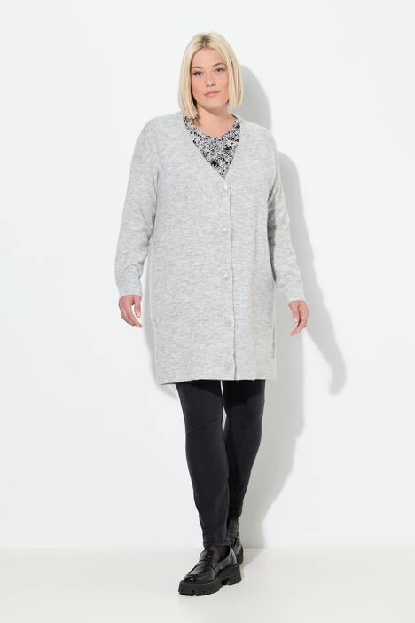 Vest, boxy-model, V-hals, knoopsluiting