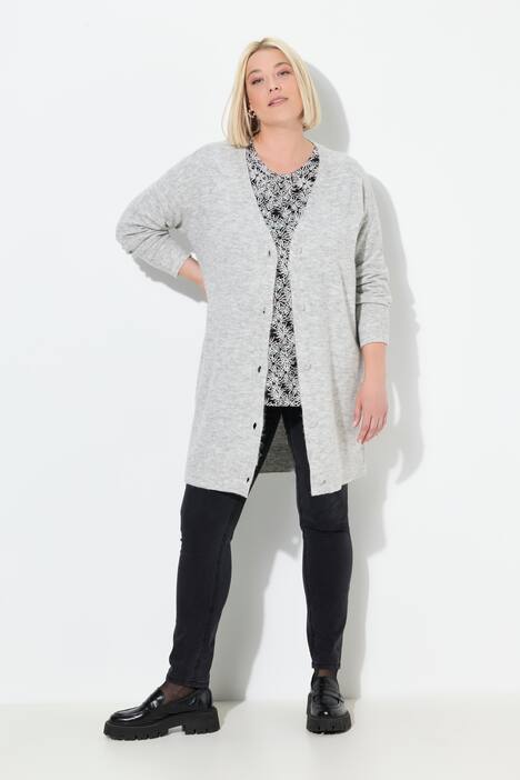 Vest, boxy-model, V-hals, knoopsluiting