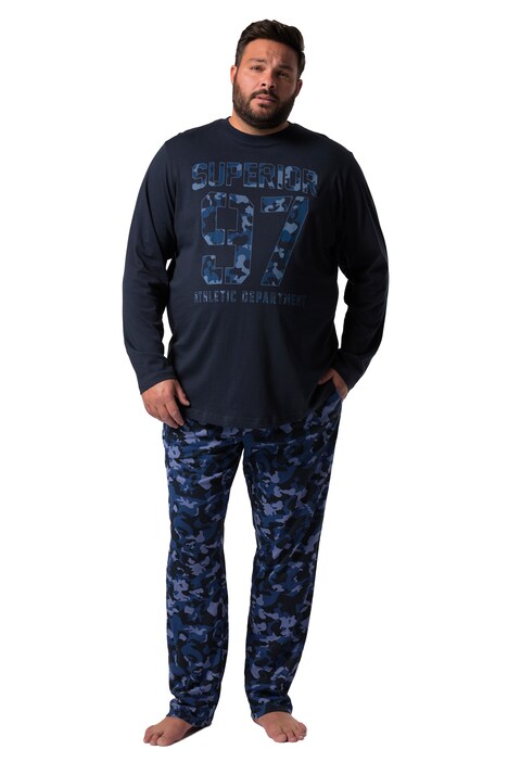 Pyžamo Men+, dvojdílné, tričko s dlouhými rukávy, maskáčové kalhoty, Modern střih, do 8XL