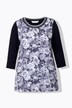Overhemdblouse, satijn met bloemenmotief, jersey achterpand