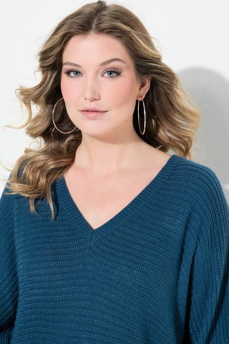 Suéter, look de poncho, escote de pico