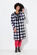 Cardigan long à carreaux, franges de l'encolure jusqu'à la base, coupe Straight Fit