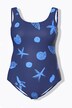 Maillot de bain une pièce, sans bonnets souples, décolleté rond et imprimé animaux marins