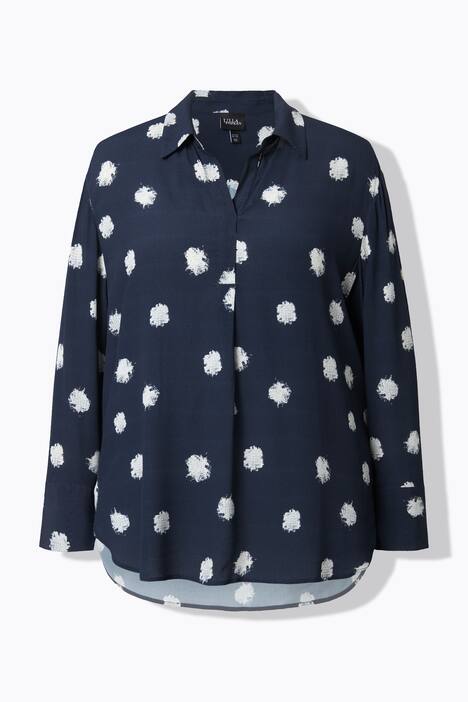 Tunika, puntíky, ozdobné sklady, límeček, dlouhé rukávy