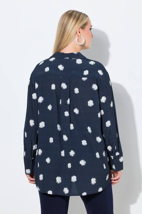 Tunika, puntíky, ozdobné sklady, límeček, dlouhé rukávy