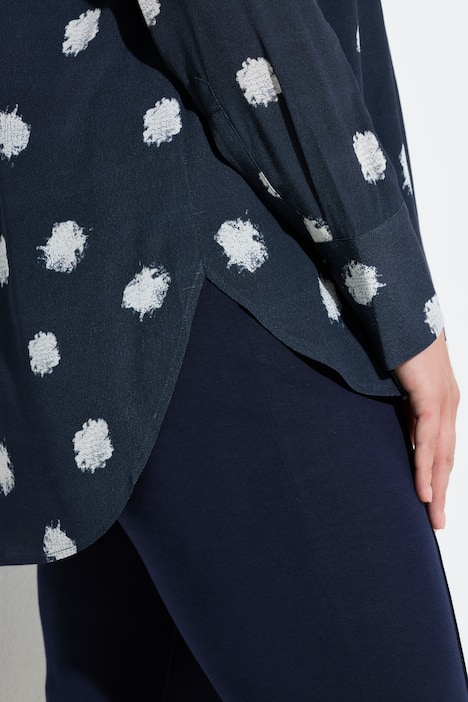 Tunika, puntíky, ozdobné sklady, límeček, dlouhé rukávy