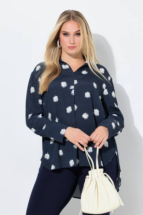 Tunika, puntíky, ozdobné sklady, límeček, dlouhé rukávy