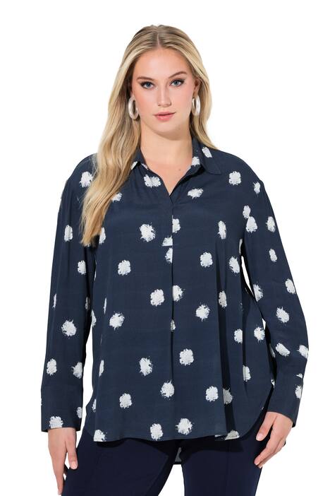 Tunika, puntíky, ozdobné sklady, límeček, dlouhé rukávy