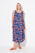 Robe sans manches, décolleté rond et imprimé corail