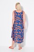 Robe sans manches, décolleté rond et imprimé corail