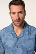 Chemise en jean JP 1880, manches courtes et col cubain, imprimé au laser, coupe Cuba-Fit - jusqu'au 8 XL