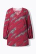 Slip-on-bluse, A-form, bølgestriber, lange ballonærmer