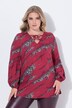 Slip-on-bluse, A-form, bølgestriber, lange ballonærmer