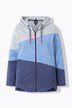 Giacca in maglia e pile con color blocking, cappuccio e zip