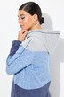 Giacca in maglia e pile con color blocking, cappuccio e zip