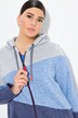 Giacca in maglia e pile con color blocking, cappuccio e zip