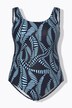 Costume da bagno senza coppe con fantasia naturale e scollo rotondo