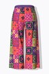 Pantalon Palazzo jambe large, ceinture élastique, motif esprit « carreaux de faïence »