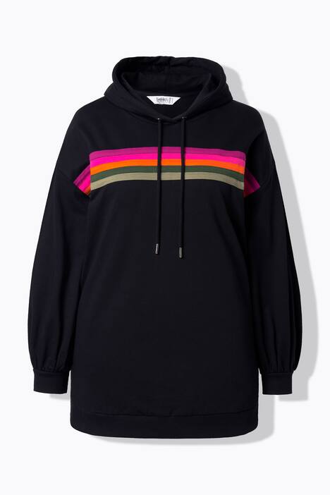 Hoodie, farvede striber, lange ballonærmer