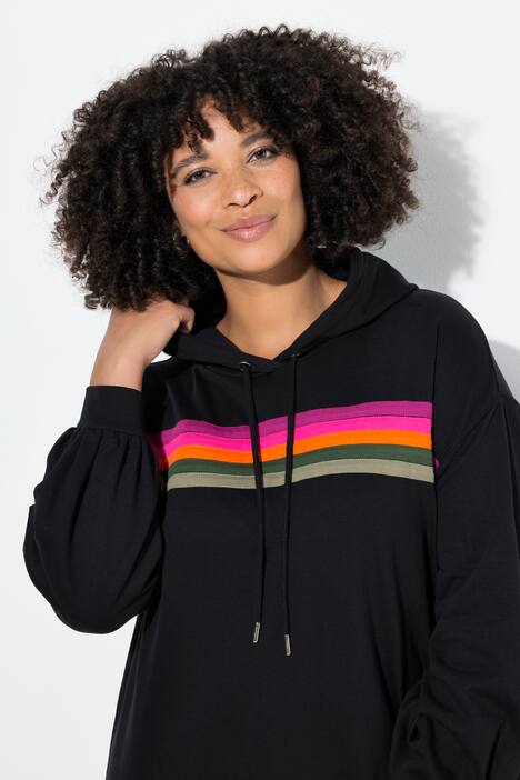 Hoodie, farvede striber, lange ballonærmer