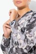 Bluse, all-over print, A-linje, carré-udskæring, lange ærmer