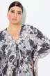 Bluse, all-over print, A-linje, carré-udskæring, lange ærmer