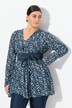 Bluse, trykk på det hele, A-linje, firkantet utringning, lange ermer