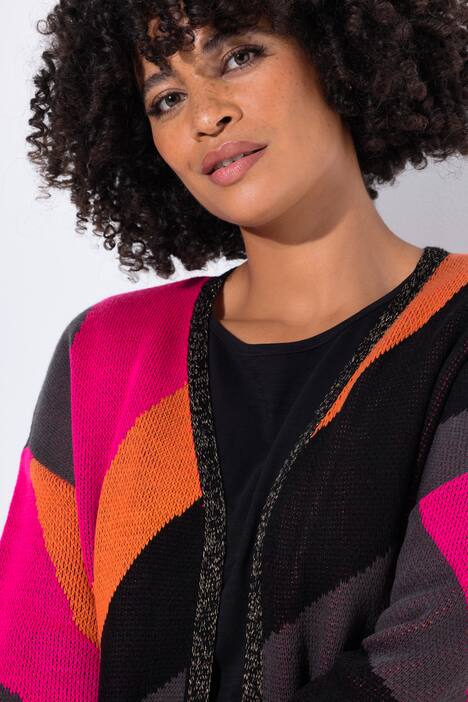 Colorful open front fine knit cardigan