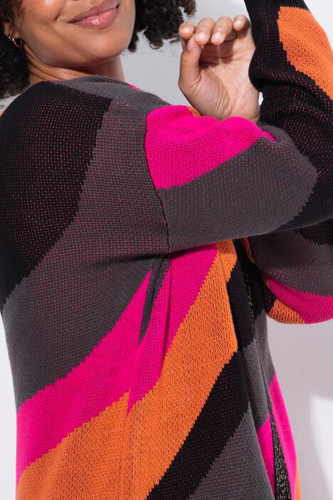 Colorful open front fine knit cardigan
