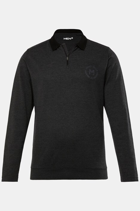 Polo en maille piquée Men+, manches longues et fermeture zippée, ventre confort - jusqu'au 8 XL