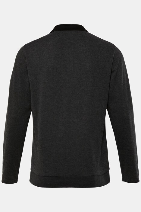 Polo en maille piquée Men+, manches longues et fermeture zippée, ventre confort - jusqu'au 8 XL