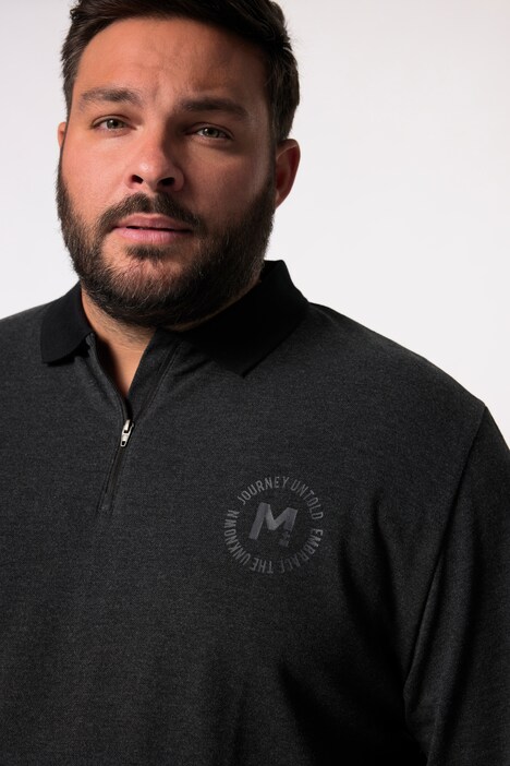 Polo en maille piquée Men+, manches longues et fermeture zippée, ventre confort - jusqu'au 8 XL