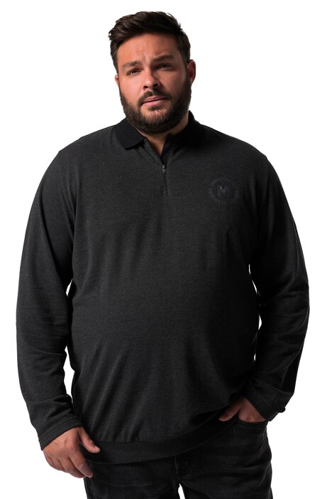 Polokošile Men+, břišní střih, dlouhé rukávy, piké, zip, do 8XL