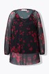 Blusa, malla, estampado floral, manga larga ancha