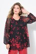 Blusa, malla, estampado floral, manga larga ancha