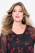 Blusa, malla, estampado floral, manga larga ancha