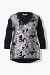 Camiseta, forma en A, estampado de rosas plateadas